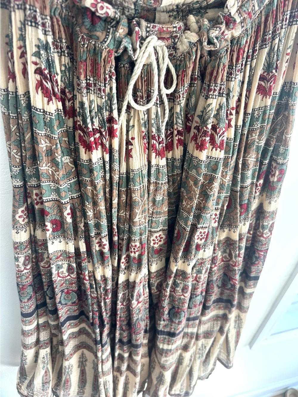 Vintage Boho A-Line Maxi Skirt in Beige, Dark Brown & Burgundy Women’s M/L - Picture 4 of 7